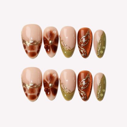 Amber Bloom - Ersa Nails Nude Brown Jade PressOnNails