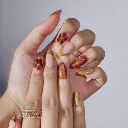 Amber Bloom - Ersa Nails Nude Brown Jade PressOnNails