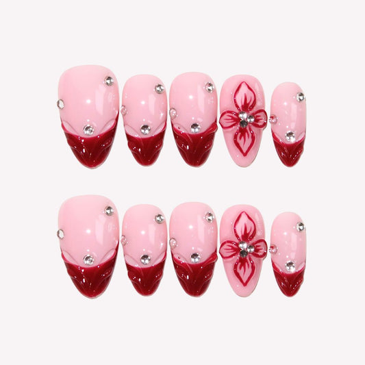 Amour de Fleur - Ersa Nails Pink Red PressOnNails