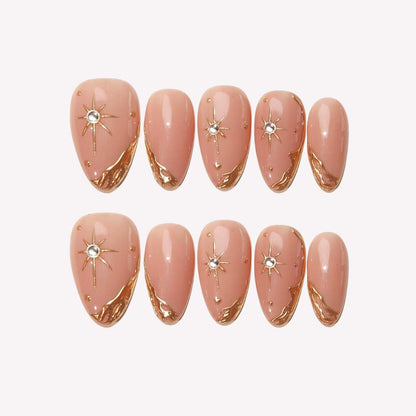 Aurora’s Touch - Ersa Nails Nude Gold PressOnNails