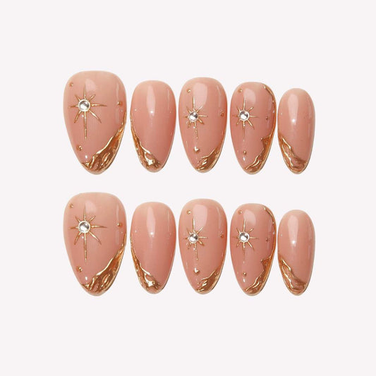 Aurora’s Touch - Ersa Nails Nude Gold PressOnNails