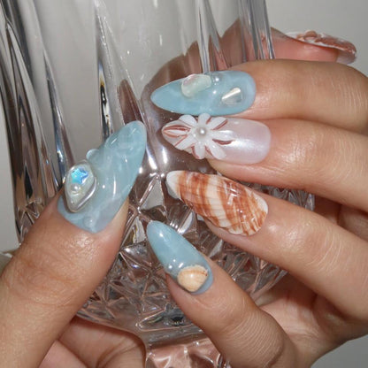 Bahamas - Ersa Nails Blue Orange PressOnNails