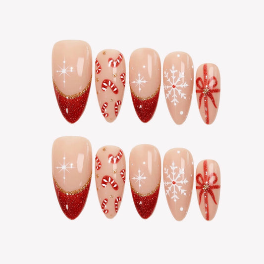 Candy Cane Crush - Ersa Nails Nude Red PressOnNails