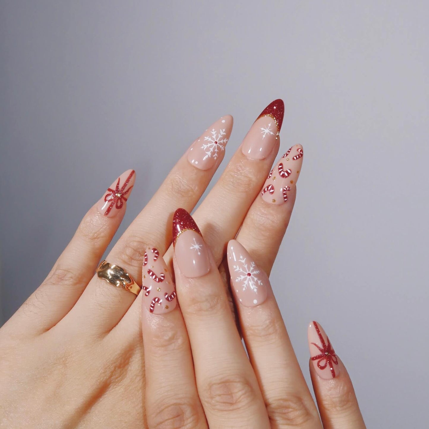 Candy Cane Crush - Ersa Nails Nude Red PressOnNails