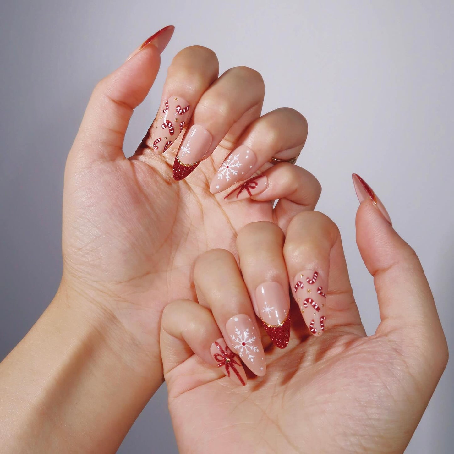 Candy Cane Crush - Ersa Nails Nude Red PressOnNails