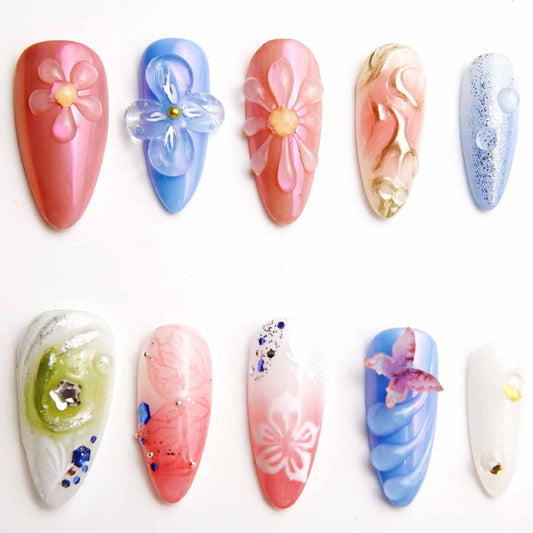 Charming Pastel Nails with 3D Flowers