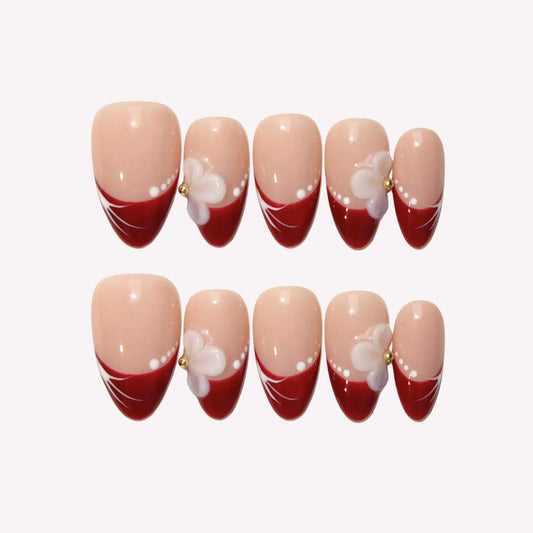 Crimson Elegance - Ersa Nails Nude Red PressOnNails