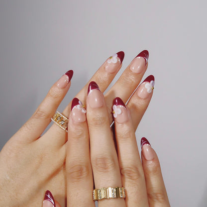 Crimson Elegance - Ersa Nails Nude Red PressOnNails