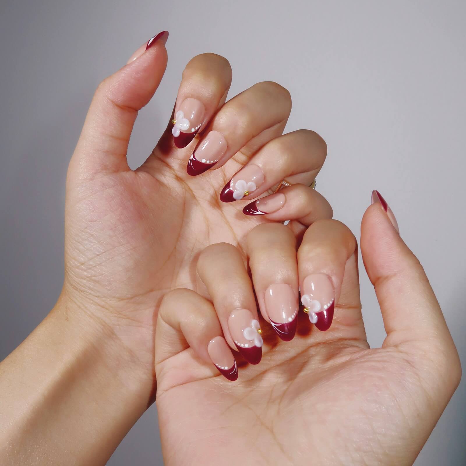 Crimson Elegance - Ersa Nails Nude Red PressOnNails