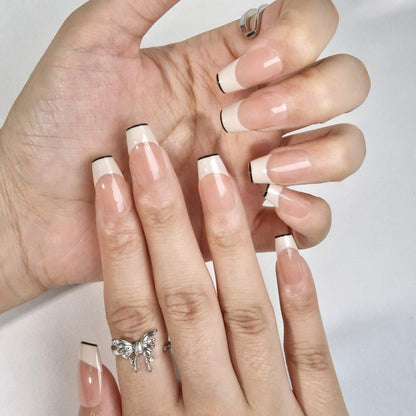 Elegant Moments - Ersa Nails Nude White Short Coffin PressOnNails