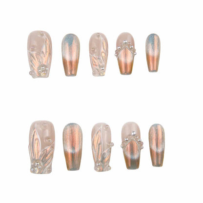 Elegant Nude Nails with Metallic Accents