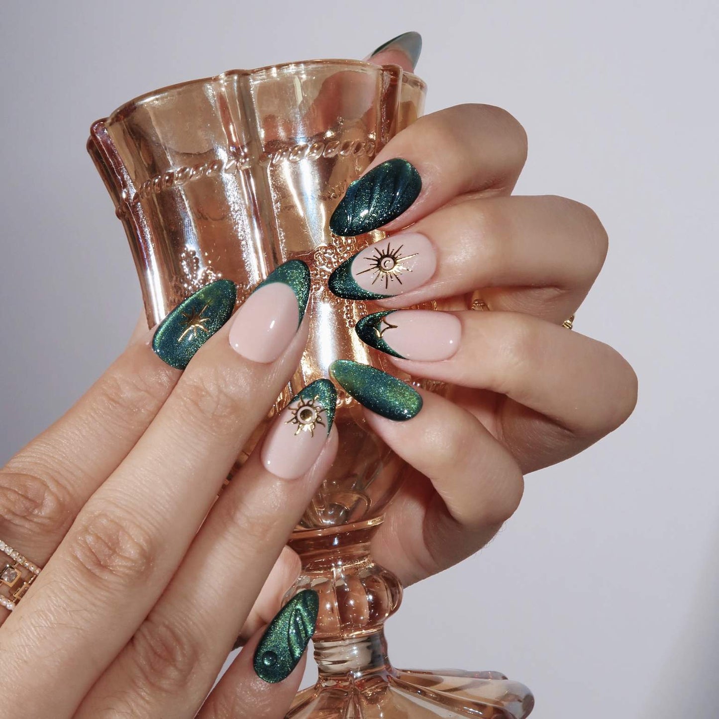 Mermaid's Melody - Ersa Nails Nude Jade Gold PressOnNails