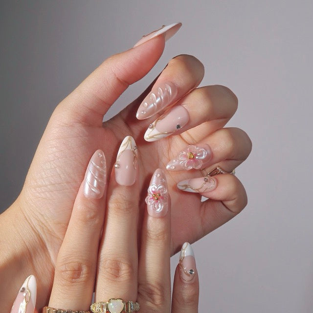 Enchanted Florals - Ersa Nails Nude White PressOnNails