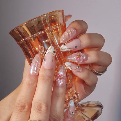 Enchanted Florals - Ersa Nails Nude White PressOnNails