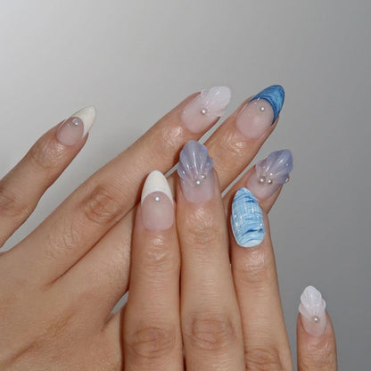 Whispering Tide - Ersa Nails Nude Blue PressOnNails