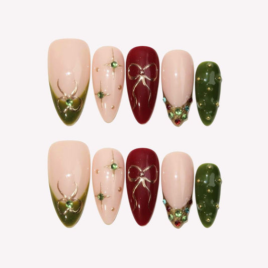 Evergreen Bliss - Ersa Nails Nude Red Jade PressOnNails