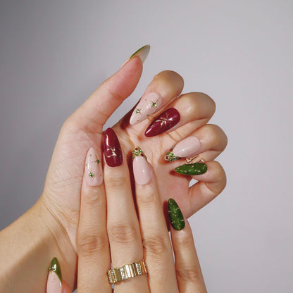 Evergreen Bliss - Ersa Nails Nude Red Jade PressOnNails