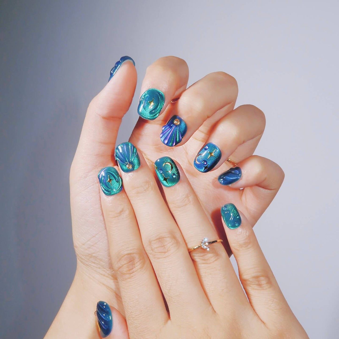 Evergreen Galaxy - Ersa Nails Jade Blue PressOnNails