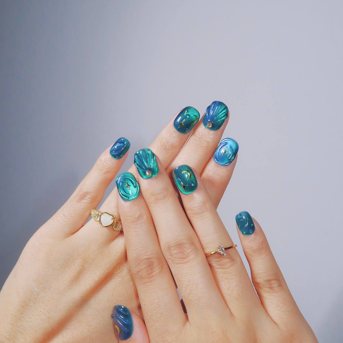 Evergreen Galaxy - Ersa Nails Jade Blue PressOnNails