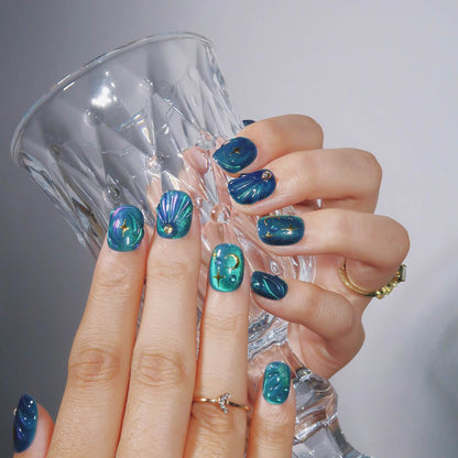 Evergreen Galaxy - Ersa Nails Jade Blue PressOnNails