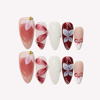 Fleur Rouge - Ersa Nails White Red PressOnNails