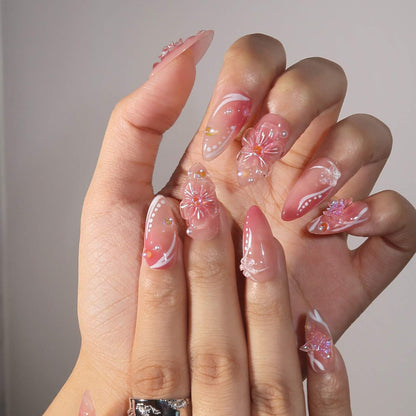 Floral Dreamland - Ersa Nails Nude Pink PressOnNails