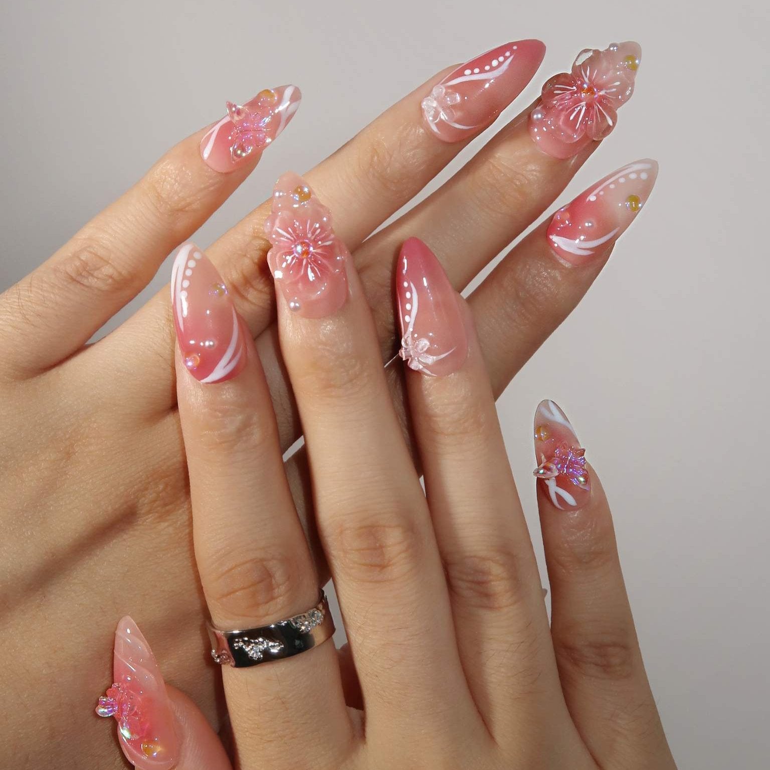 Floral Dreamland - Ersa Nails Nude Pink PressOnNails