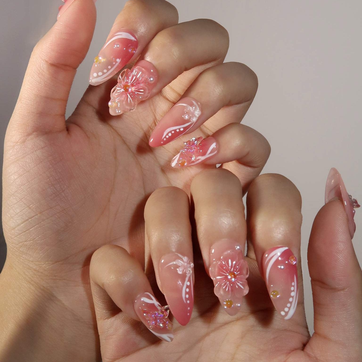 Floral Dreamland - Ersa Nails Nude Pink PressOnNails