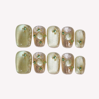 Forest Elf - Ersa Nails Jade Gold PressOnNails