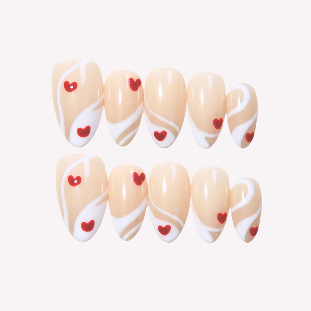 Foever in Love - Ersa Nails White Nude Short Almond PressOnNails