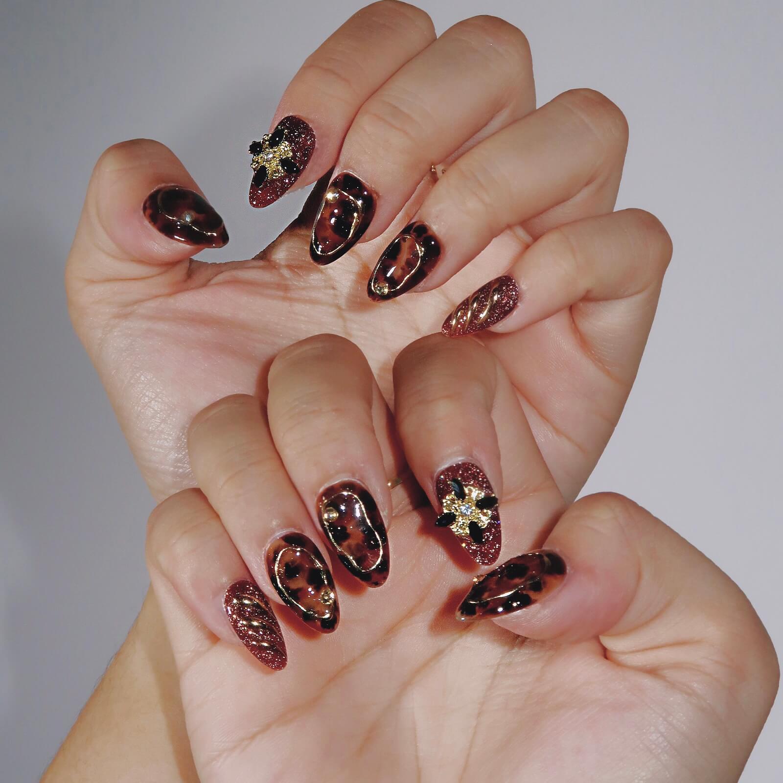 Gilded Amber - Ersa Nails Brown Gold PressOnNails