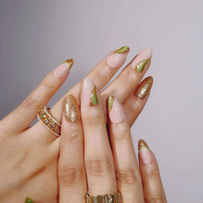 Gilt Party - Ersa Nails Nude Jade Gold PressOnNails