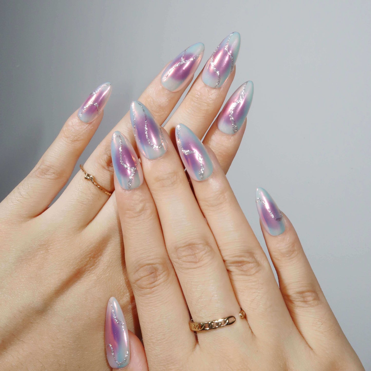 Glamour Glitch - Ersa Nails Purple Silver PressOnNails