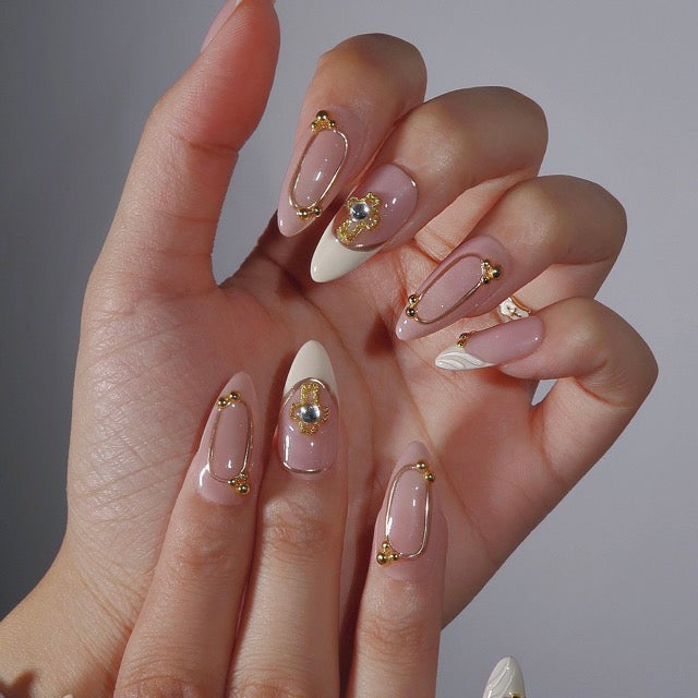 Golden Grace - Ersa Nails Nude White Gold PressOnNails