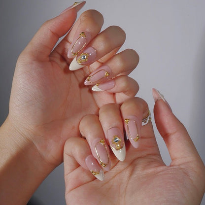 Golden Grace - Ersa Nails Nude White Gold PressOnNails