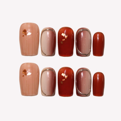 Golden Harvest - Ersa Nails Red Brown PressOnNails