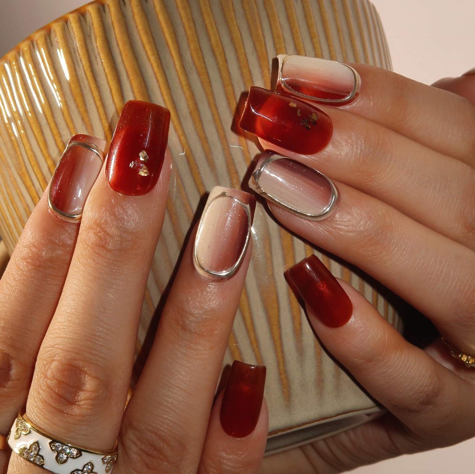 Golden Harvest - Ersa Nails Red Brown PressOnNails