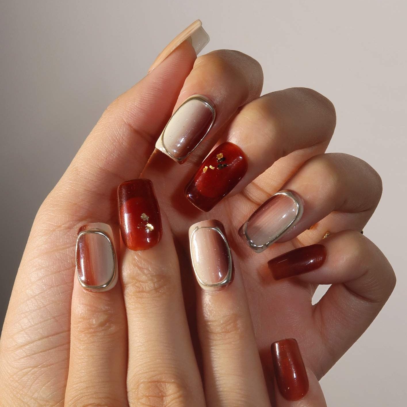 Golden Harvest - Ersa Nails Red Brown PressOnNails