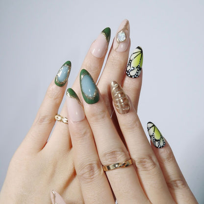 Jardin Vert - Ersa Nails Gold Jade Nude PressOnNails