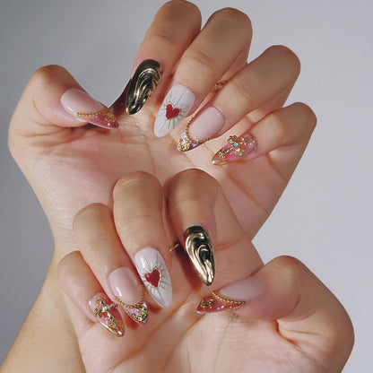 La Vie en Rose - Ersa Nails Nude Pink Gold PressOnNails