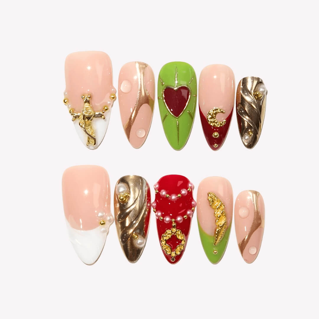 Luxe Luster - Ersa Nails Nude Red Jade PressOnNails