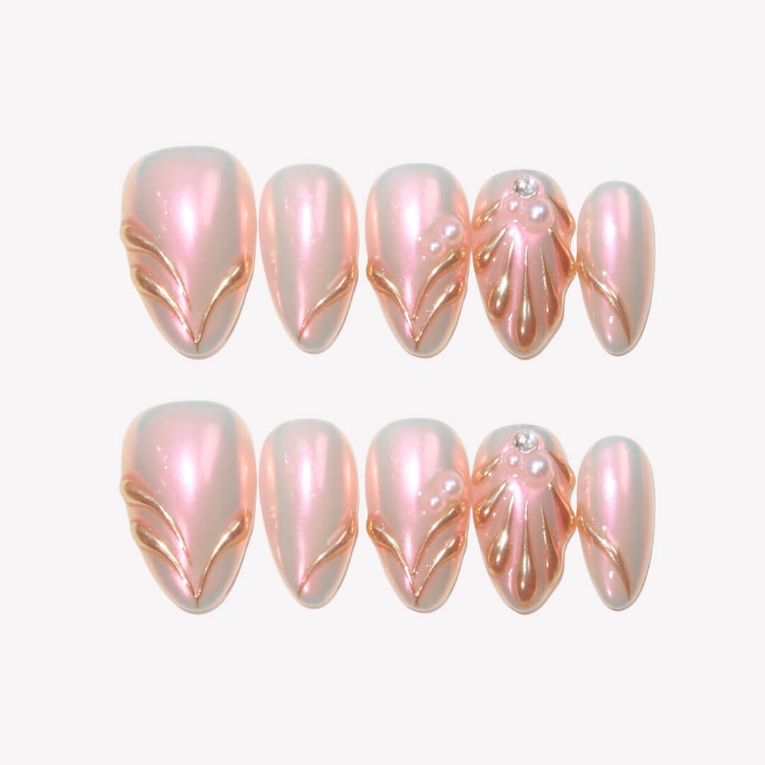 Moonlit Pearl - Ersa Nails Pink Gold PressOnNails