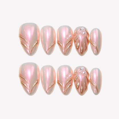 Moonlit Pearl - Ersa Nails Pink Gold PressOnNails