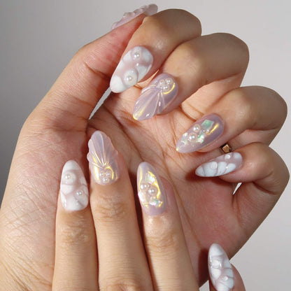 Pearl Seashell - Ersa Nails Nude White PressOnNails