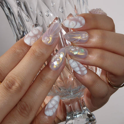 Pearl Seashell - Ersa Nails Nude White PressOnNails