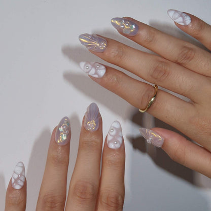 Pearl Seashell - Ersa Nails Nude White PressOnNails