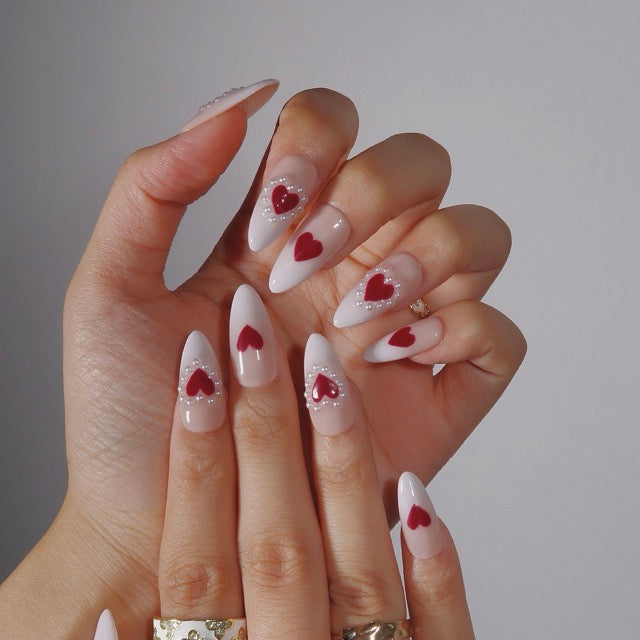 Pearl of My Heart - Ersa Nails Nude Red PressOnNails