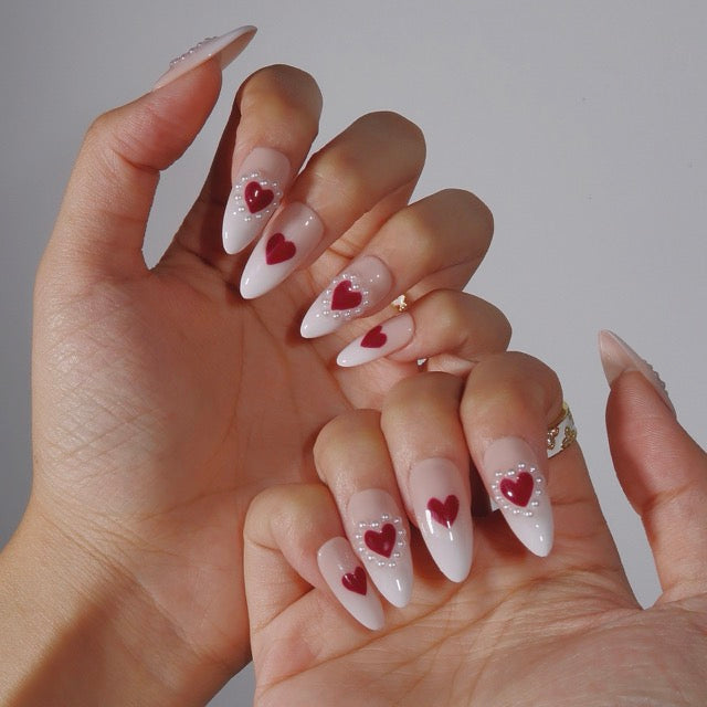 Pearl of My Heart - Ersa Nails Nude Red PressOnNails