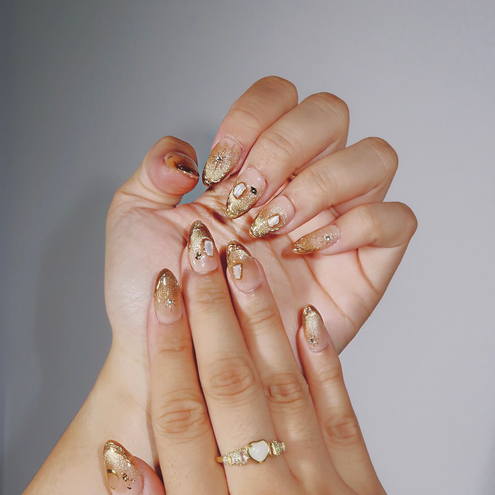 Shimmering Bliss - Ersa Nails Nude Gold PressOnNails