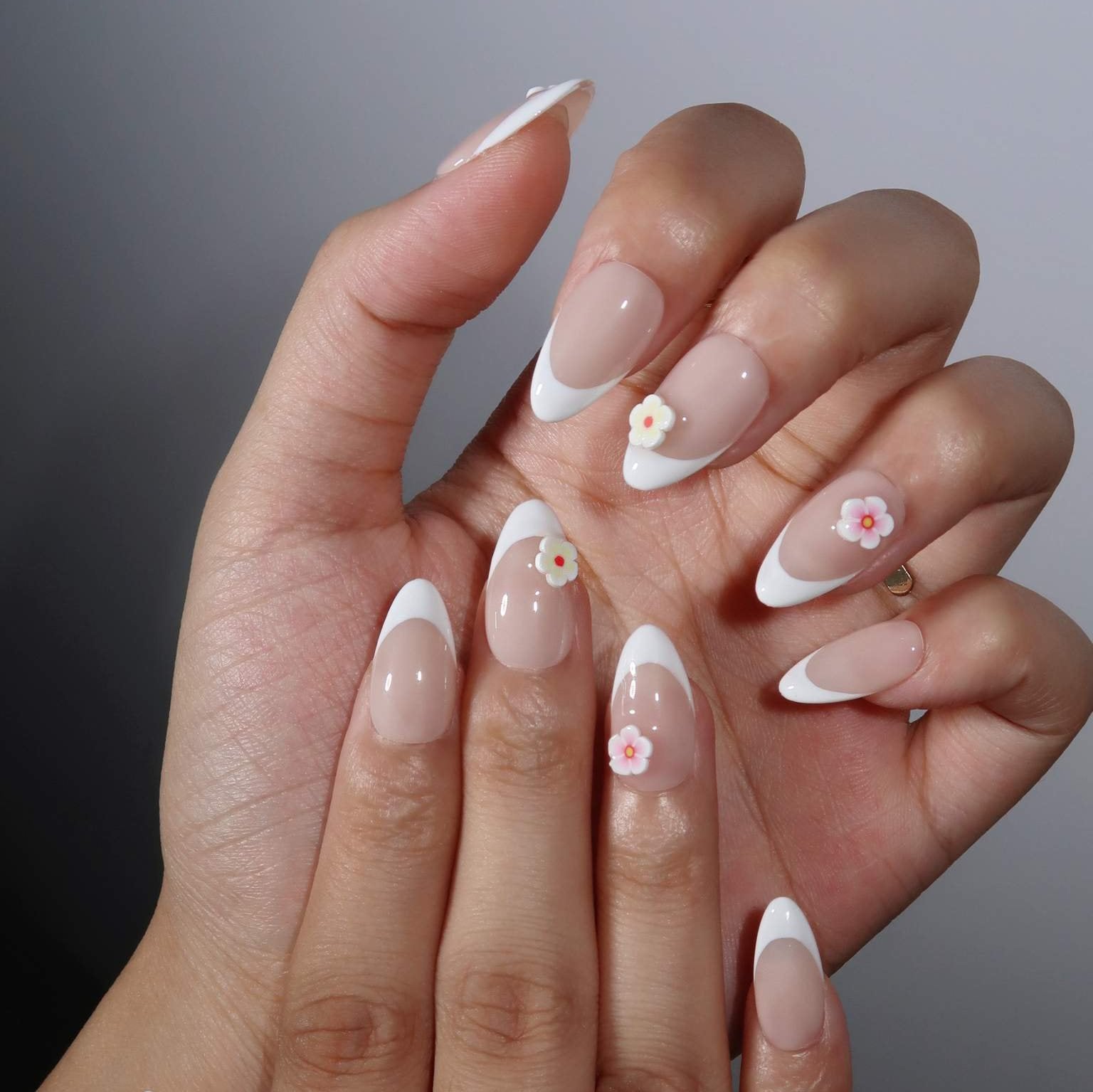 Small Blessings - Ersa Nails Nude White Pink PressOnNails